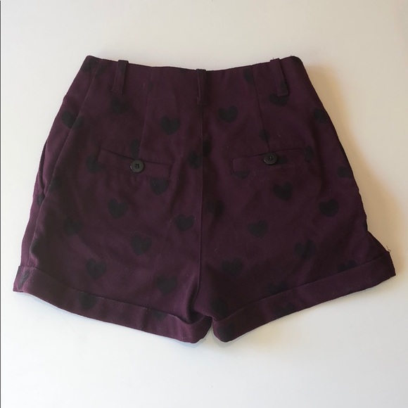 Maroon/purple shorts with black hearts - Picture 2 of 3